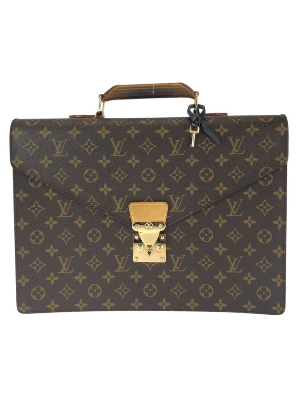 Louis Vuitton Monogram Serviette Conseil Brown Gold Leather Business Bag